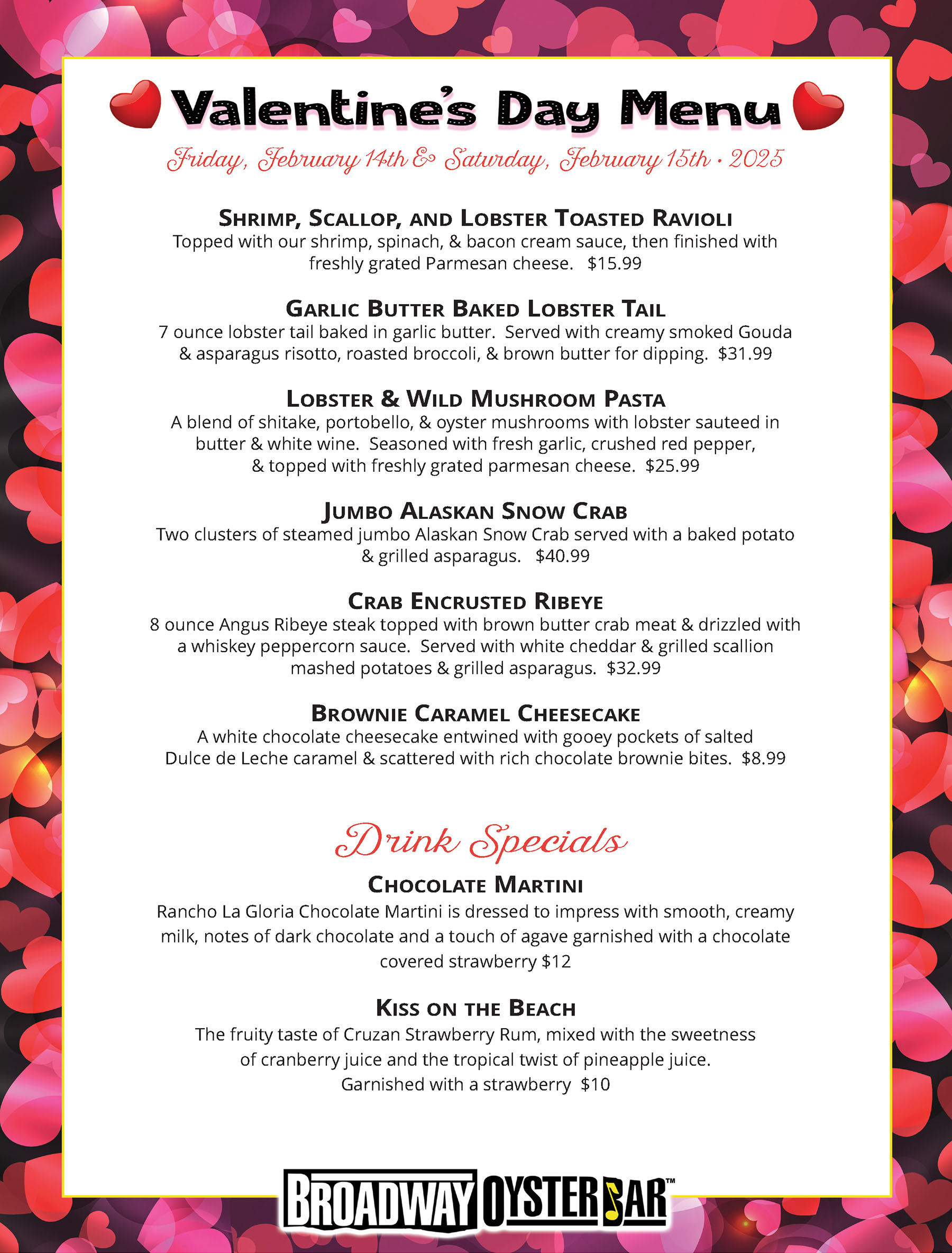 Broadway-Oyster-Bar Valentines menu image